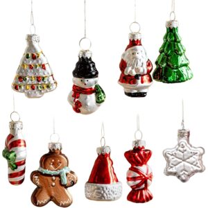 Set 9 Decoratiuni de Craciun, , pentru Brad, 5 cm, din Sticla, 22 x 12.5 x 4.2 cm, Multicolor