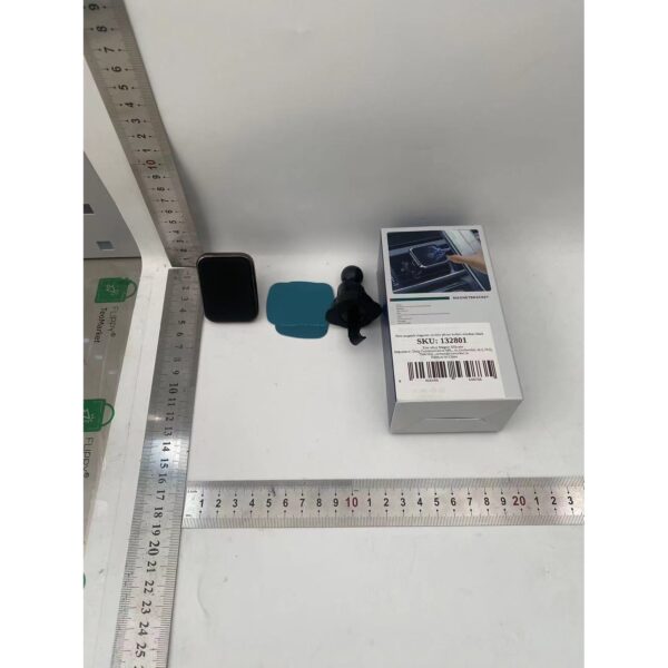 Suport Auto pentru Telefon, , MagSafe, cu Magnet, Prindere Grila de Ventilatie, Detalii Fine, Rotativ 360 de Grade, Plastic Magnet Silicon, 5.1x3.9 cm, Negru Argintiu - imagine 2