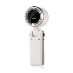Mini Ventilator Portabil, , 5 Trepte de Viteza, Afisaj Digital, Incarcare USB, 5V, 2A, 5.95 x 5.2 x 17.2 cm, Alb