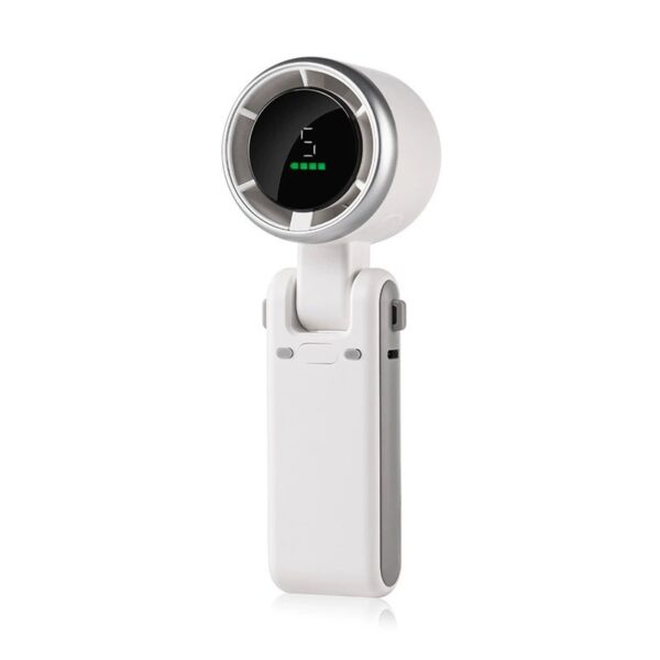 Mini Ventilator Portabil, , 5 Trepte de Viteza, Afisaj Digital, Incarcare USB, 5V, 2A, 5.95 x 5.2 x 17.2 cm, Alb