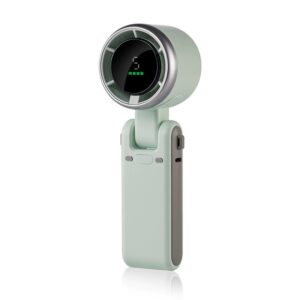 Mini Ventilator Portabil, , 5 Trepte de Viteza, Afisaj Digital, Incarcare USB, 5V, 2A, 5.95 x 5.2 x 17.2 cm, Verde