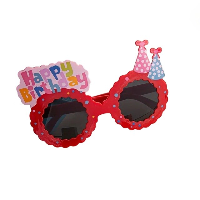 Ochelari Decorativi, , pentru Petrecere, din ABS, Unisex, Model Happy Birthday, 13.5 x 8.5 cm, Rosu