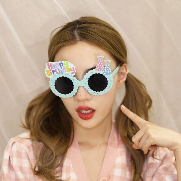 Ochelari Decorativi, , pentru Petrecere, din ABS, Unisex, Model Happy Birthday, 13.5 x 8.5 cm, Albastru - imagine 4
