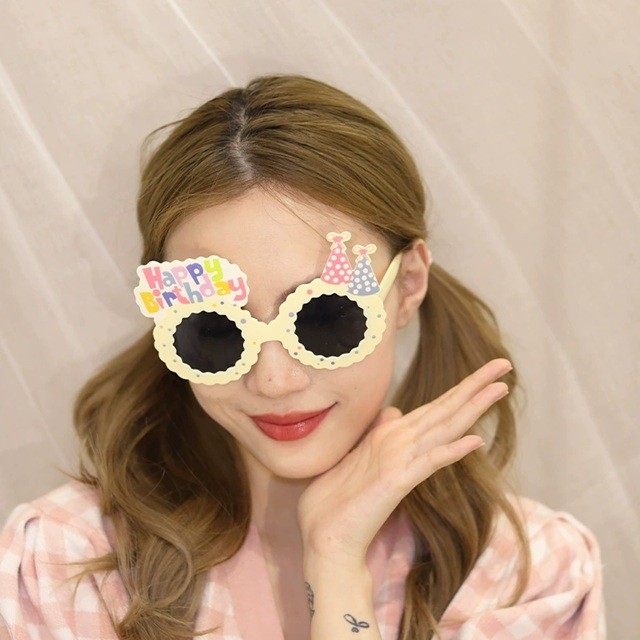 Ochelari Decorativi, , pentru Petrecere, din ABS, Unisex, Model Happy Birthday, 13.5 x 8.5 cm, Bej - imagine 4