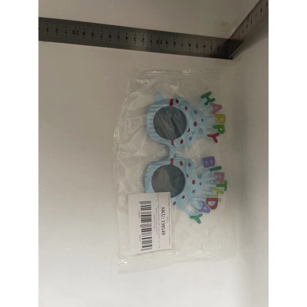 Ochelari Happy Birthday, , Tematica Aniversare, Protectie Soare, din Plastic, Model Prajiturele, 18.5x11.5 cm, Albastru - imagine 2