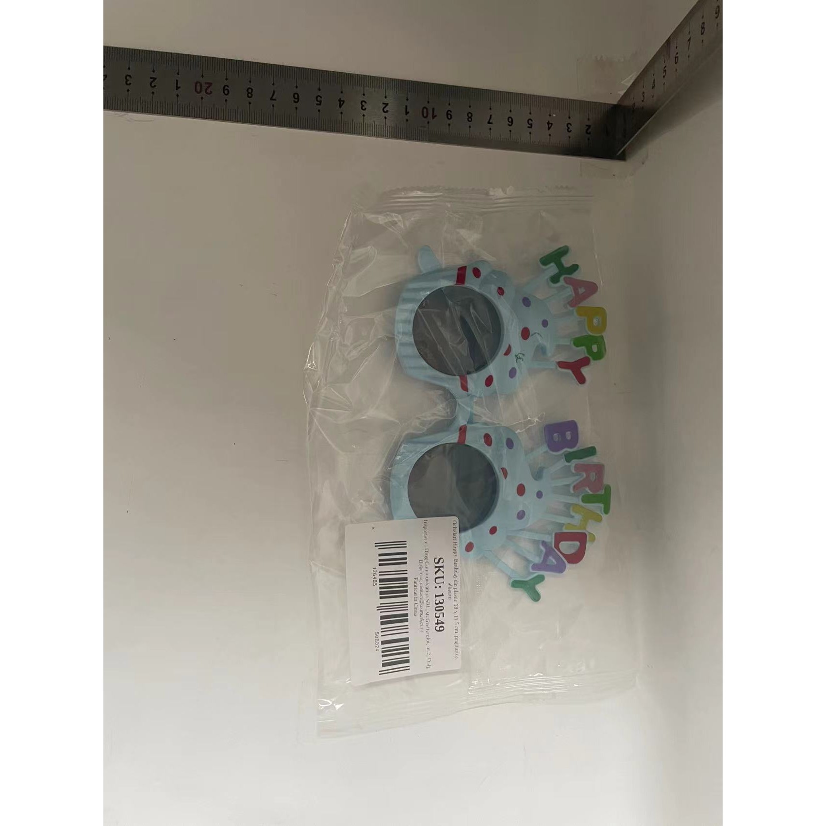 Ochelari Happy Birthday, , Tematica Aniversare, Protectie Soare, din Plastic, Model Prajiturele, 18.5x11.5 cm, Albastru - imagine 2
