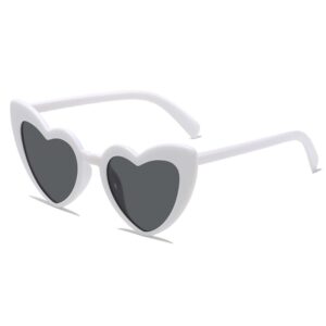 Ochelari in Forma de Inima, , pentru Petrecerea Burlacitelor, Tematica Nunta, Protectie Soare, 14.7x4.9x14.2 cm, Alb
