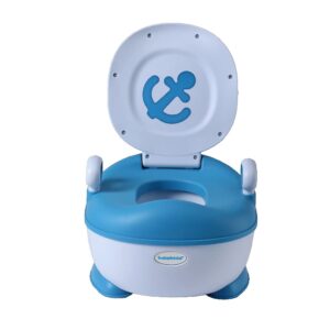 Olita pentru Copii, , +1an, Portabila, Design cu Ancora, cu Capac, Model Prietenos, Non-Toxic, Compartiment Detasabil, cu Manere, cu 4 Picioare, Usor de Curatat, 46*33*32 cm, Albastru