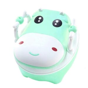 Olita pentru Copii, , +1an, Portabila, Design Vacuta cu Capac, Model Prietenos, Non-Toxic, cu Manere, Compartiment Detasabil, Perie Inclusa, Usor de Curatat, Verde