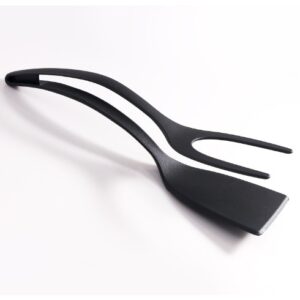 Spatula Multifunctionala tip Cleste, , Spatula Cleste pentru Gatit, Silicon PP, pentru Alimente, Carne, Paine, 31 x 8.5 cm Negru