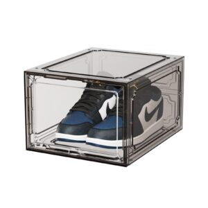 Organizator de Pantofi, , din PP+ABS, Usa Frontala Magnetica, Rezistenta la Praf, Anti-Oxidare, Utilizare Multipla, 36 x 28 x 21 cm, Gri Transparent