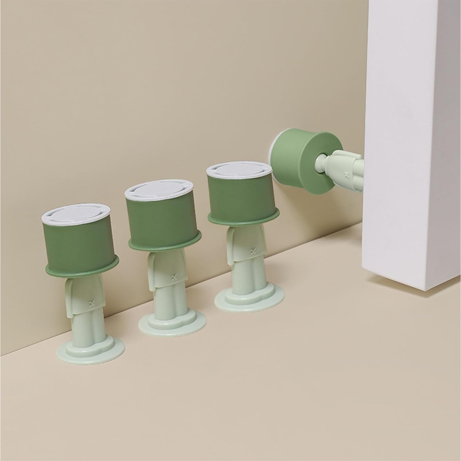 Opritor de Usa, , din Silicon, Model Magicial, cu Prindere de Perete, Anti-Coliziune, 4x 8.5 cm, Verde - imagine 3
