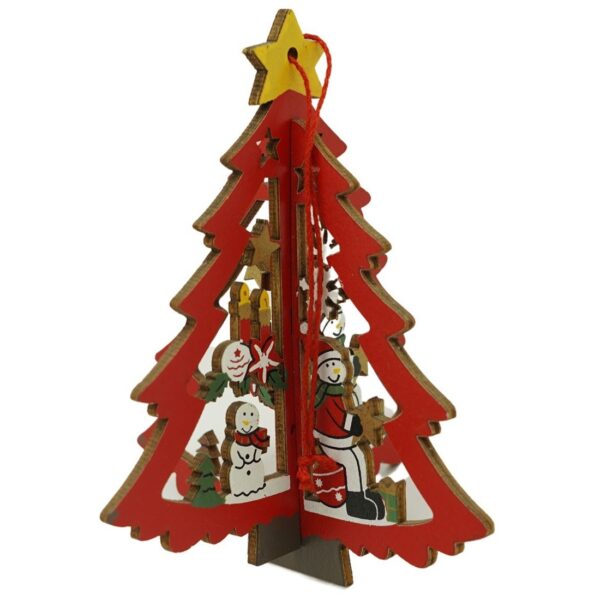Ornament de brad mos craciuni in brad, , multicolor, lemn, 10.5x9.5 cm
