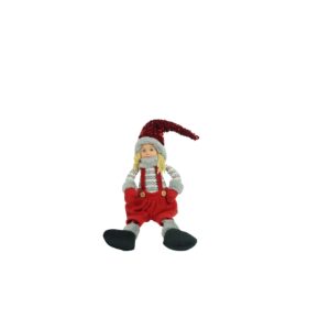 Ornament de Craciun papusa, , rosu/gri, textil, 62 cm