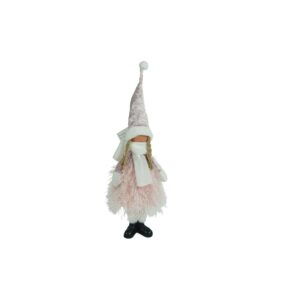 Ornament de Craciun papusa, , roz/alb, textil, 44 cm