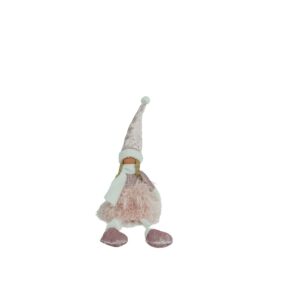 Ornament de Craciun papusa, , roz/alb, textil, 50 cm