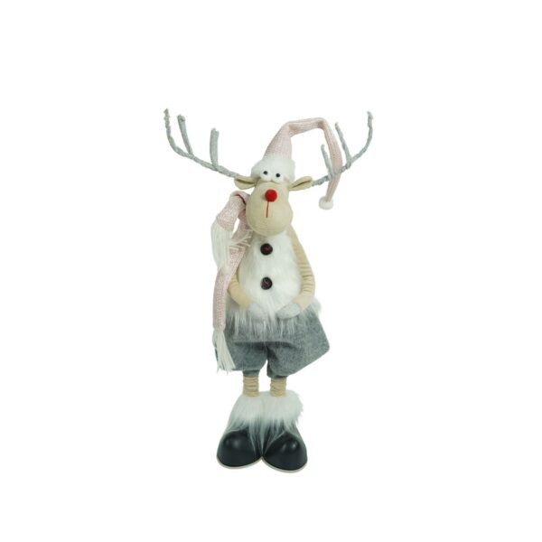 Ornament de Craciun ren cu picioare telescopice, , gri/alb, textil, 100 cm - imagine 3