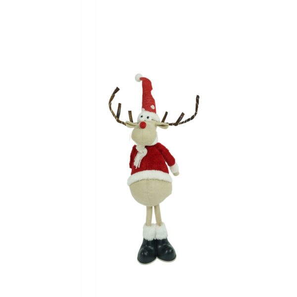 Ornament de Craciun ren, , rosu/alb, textil, 55 cm - imagine 2