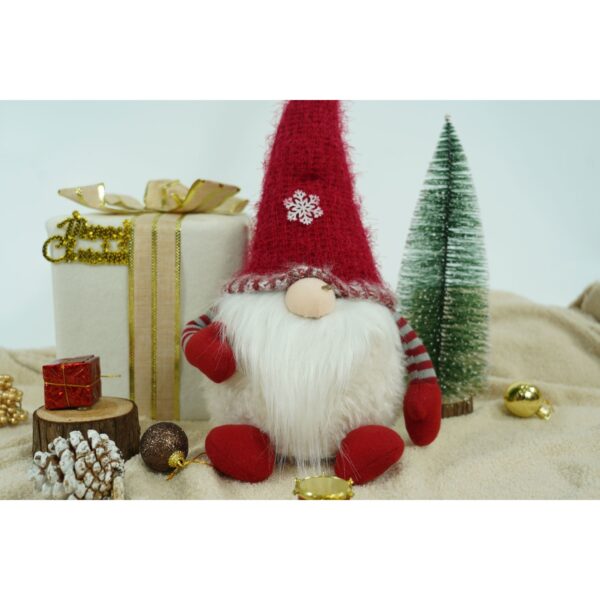 Ornament de Craciun spiridus, , gri/alb, textil, 58 cm - imagine 3