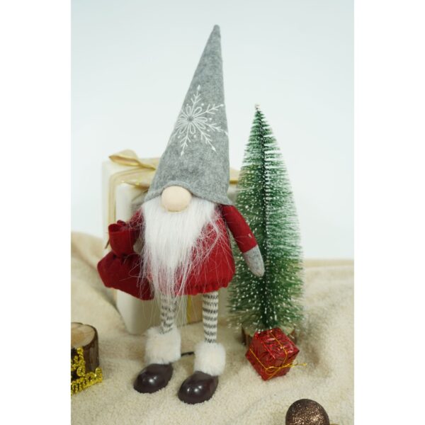 Ornament de Craciun spiridus, , rosu/alb, textil, 42 cm - imagine 3