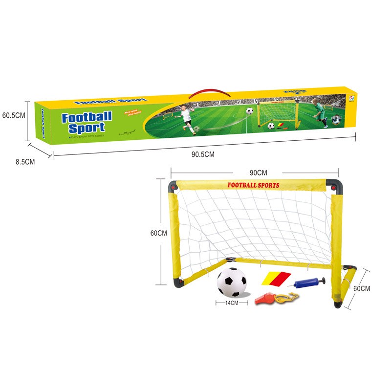 Set Poarta de Fotbal pentru Copii, , 60x90 cm, Minge, Cartonase, Pompa, Fluier, Interactiv, Distractiv, Galben - imagine 2