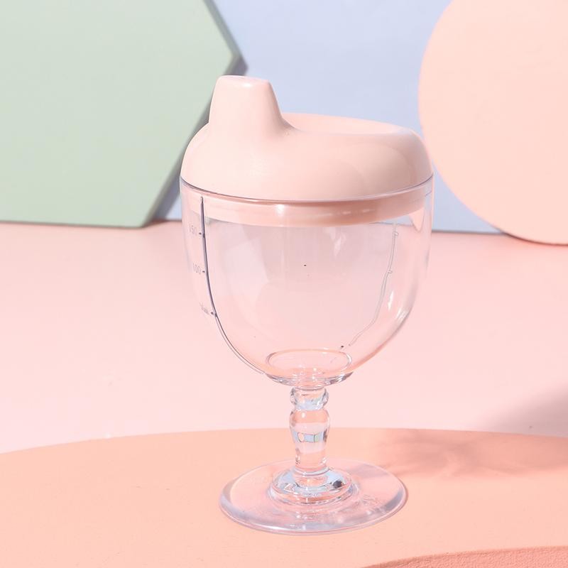 Pahar din Plastic Transparent cu Picior, , pentru Copii, 14 x 7.7 cm, cu Cioc Antiscurgere, + 3 Ani, Fara Maner, Roz - imagine 2