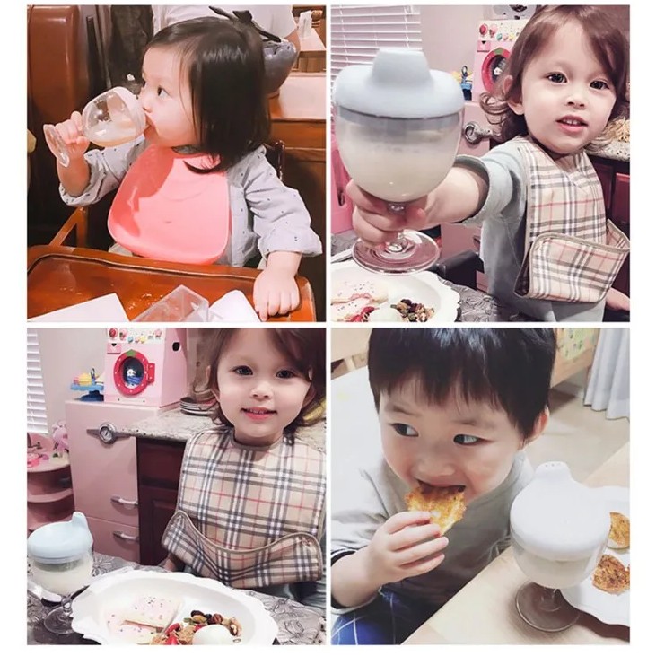 Pahar din Plastic Transparent cu Picior, , pentru Copii, 14 x 7.7 cm, cu Cioc Antiscurgere, + 3 Ani, Fara Maner, Roz - imagine 4