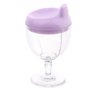 Pahar din Plastic Transparent cu Picior, , pentru Copii, 14 x 7.7 cm, cu Cioc Antiscurgere, + 3 Ani, Fara Maner, Mov