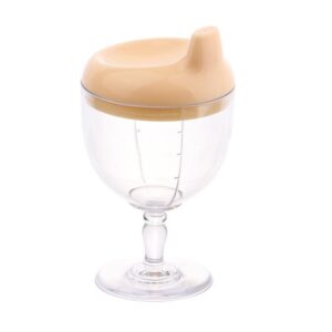 Pahar din Plastic Transparent cu Picior, , pentru Copii, 14 x 7.7 cm, cu Cioc Antiscurgere, + 3 Ani, Fara Maner, Galben