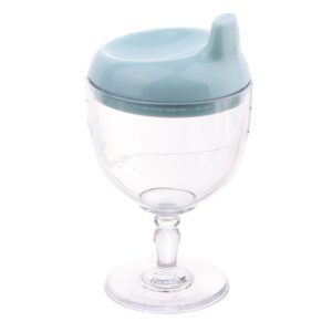 Pahar din Plastic Transparent cu Picior, , pentru Copii, 14 x 7.7 cm, cu Cioc Antiscurgere, + 3 Ani, Fara Maner, Albastru