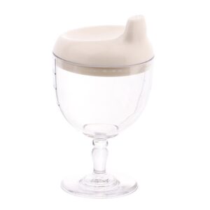 Pahar din Plastic Transparent cu Picior, , pentru Copii, 14 x 7.7 cm, cu Cioc Antiscurgere, + 3 Ani, Fara Maner, Alb