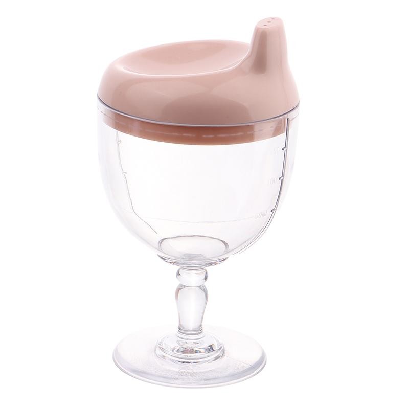 Pahar din Plastic Transparent cu Picior, , pentru Copii, 14 x 7.7 cm, cu Cioc Antiscurgere, + 3 Ani, Fara Maner, Roz