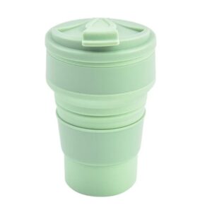 Pahar pliabil din silicon , pentru calatorii, camping, 350 ml,  8.2x6.3x9.1 cm, verde