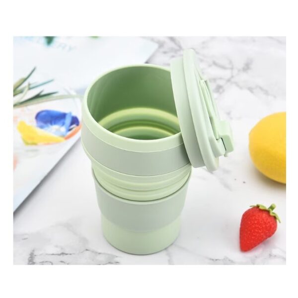 Pahar pliabil din silicon , pentru calatorii, camping, 500 ml, verde - imagine 2