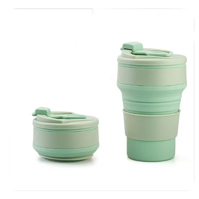 Pahar pliabil din silicon , pentru calatorii, camping, 500 ml, verde - imagine 3