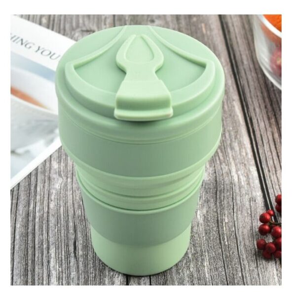 Pahar pliabil din silicon , pentru calatorii, camping, 500 ml, verde - imagine 4