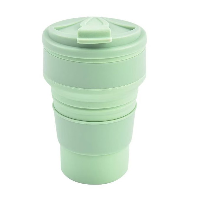 Pahar pliabil din silicon , pentru calatorii, camping, 500 ml, verde