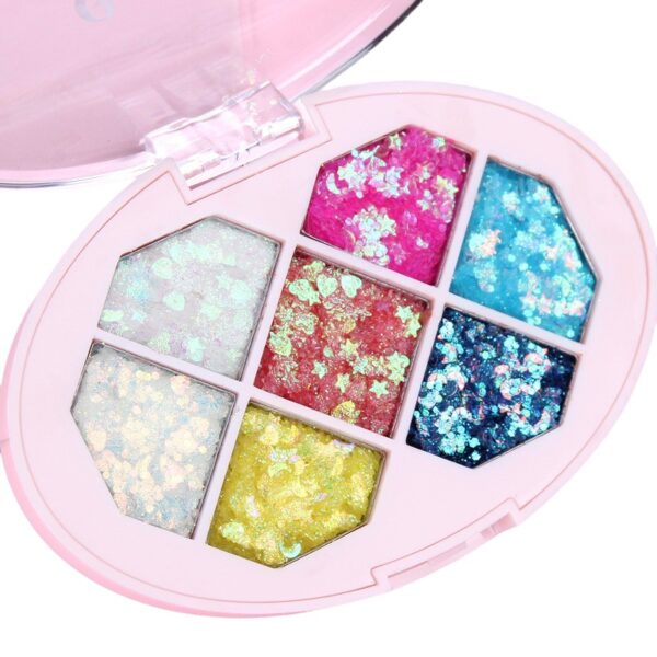 Paleta cu Glitter, , Varianta 1, 7 Nuante, Pentru Corp si Par, 50 g, Rezistent la Apa, 9.8 x 6.8 cm, Multicolor - imagine 4