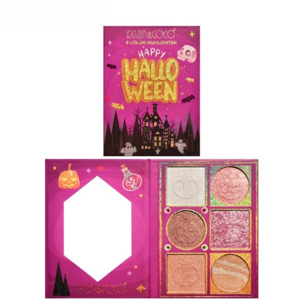 Paleta Iluminatoare, , 6 Nuante, Halloween, Culori Calde, Dreptunghiulara, 160g, Valabilitate 24 Luni, 17.4x11.5x1.3 cm, Varianta A, Nude-Rose