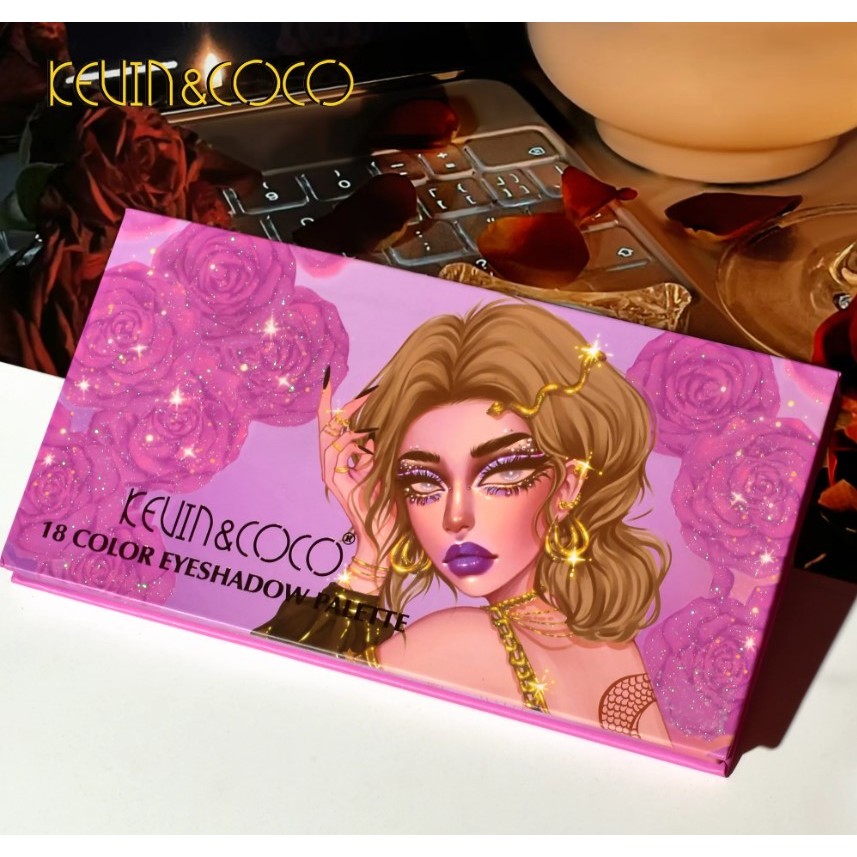 Paleta de farduri Kevin&Coco, 18 culori, nuante captivante, design compact, 19 x 10 cm, 180 g, multicolor - imagine 3