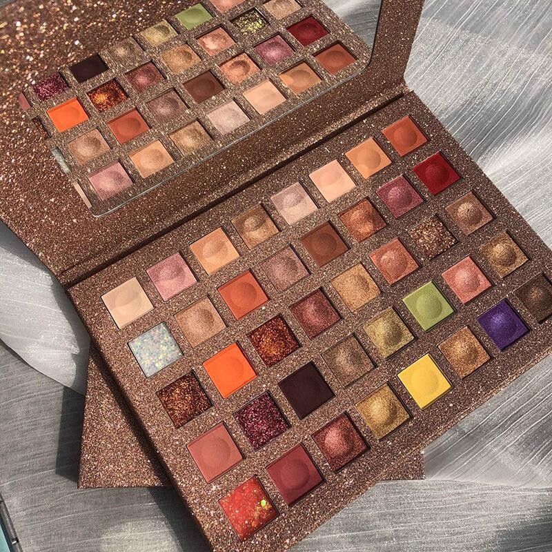 Paleta de farduri cu 40 de culori pigmentate, Maro cu sclipici, - imagine 2
