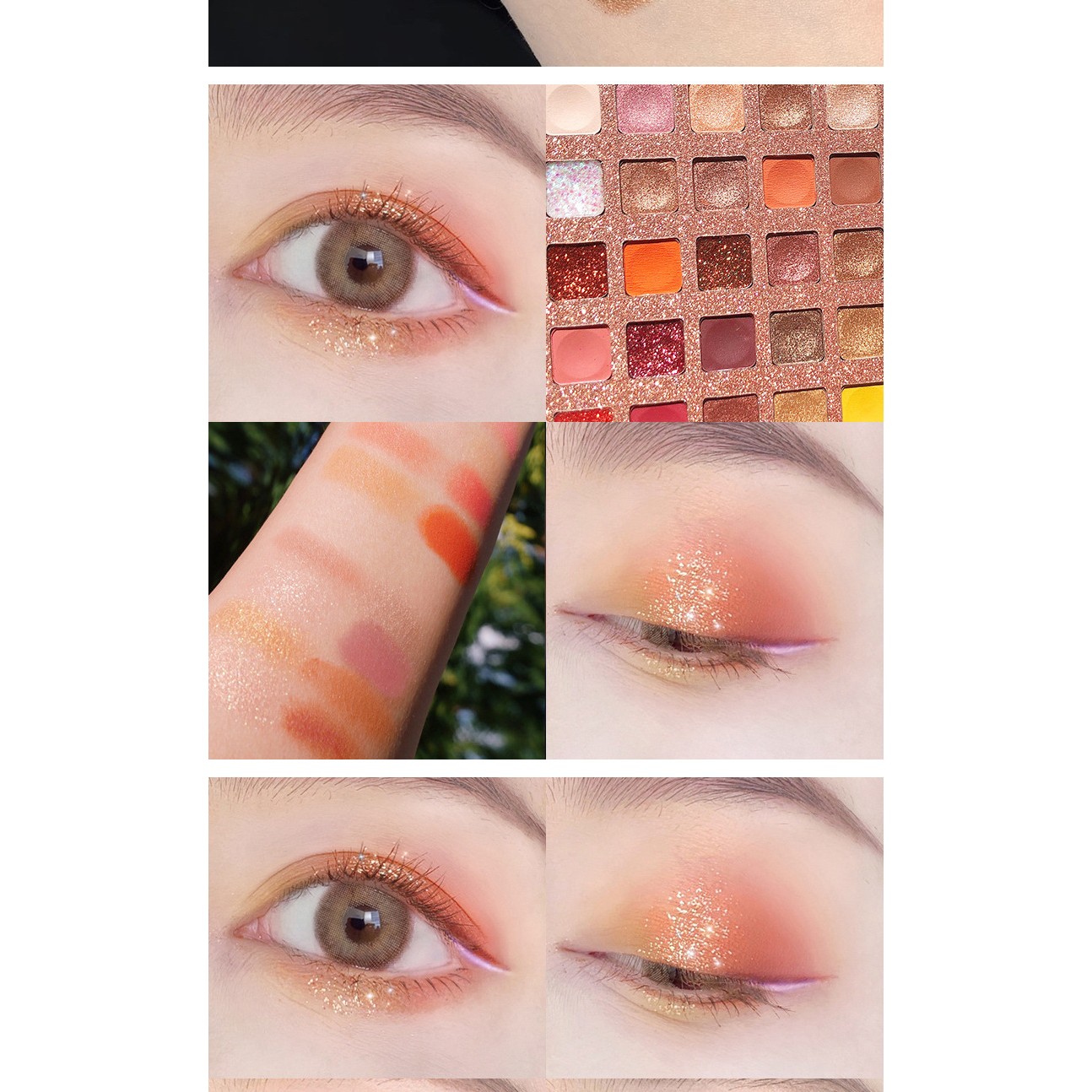 Paleta de farduri cu 40 de culori pigmentate, Maro cu sclipici, - imagine 4