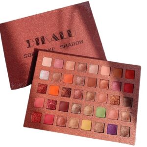 Paleta de farduri cu 40 de culori pigmentate, Roz cu sclipici,
