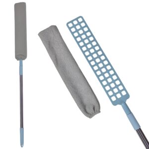 Pamatuf pentru Curatat Praful, , Model Slim pentru Zone Greu Accesibile, Maner Extensibil, Laveta Microfibra Inclusa, Usor de Curatat, Albastru Gri