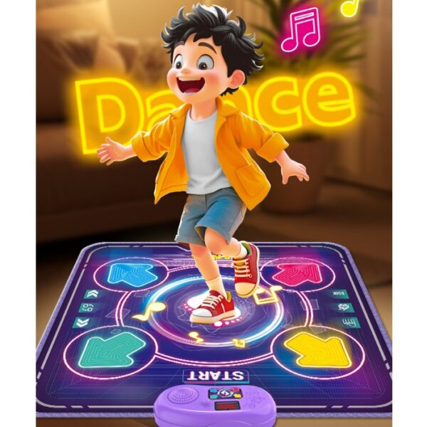 Jucarie Interactiva, , Covor Muzical de Dans, 4-6 Ani, Bluetooth, 4 Moduri, 90 x 90 cm, Mov - imagine 3