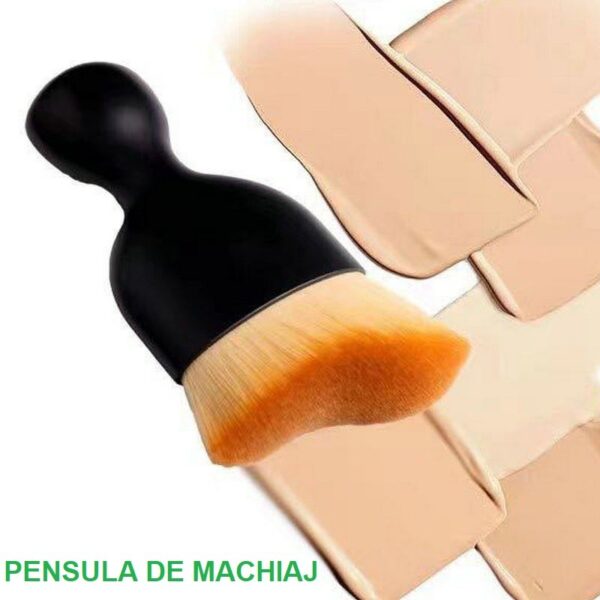 Pensula Multifunctionala, , Pentru Machiaj sau Indepartat Praful din Masina, Par Sintetic, cu Capac de Protectie, Negru - imagine 3