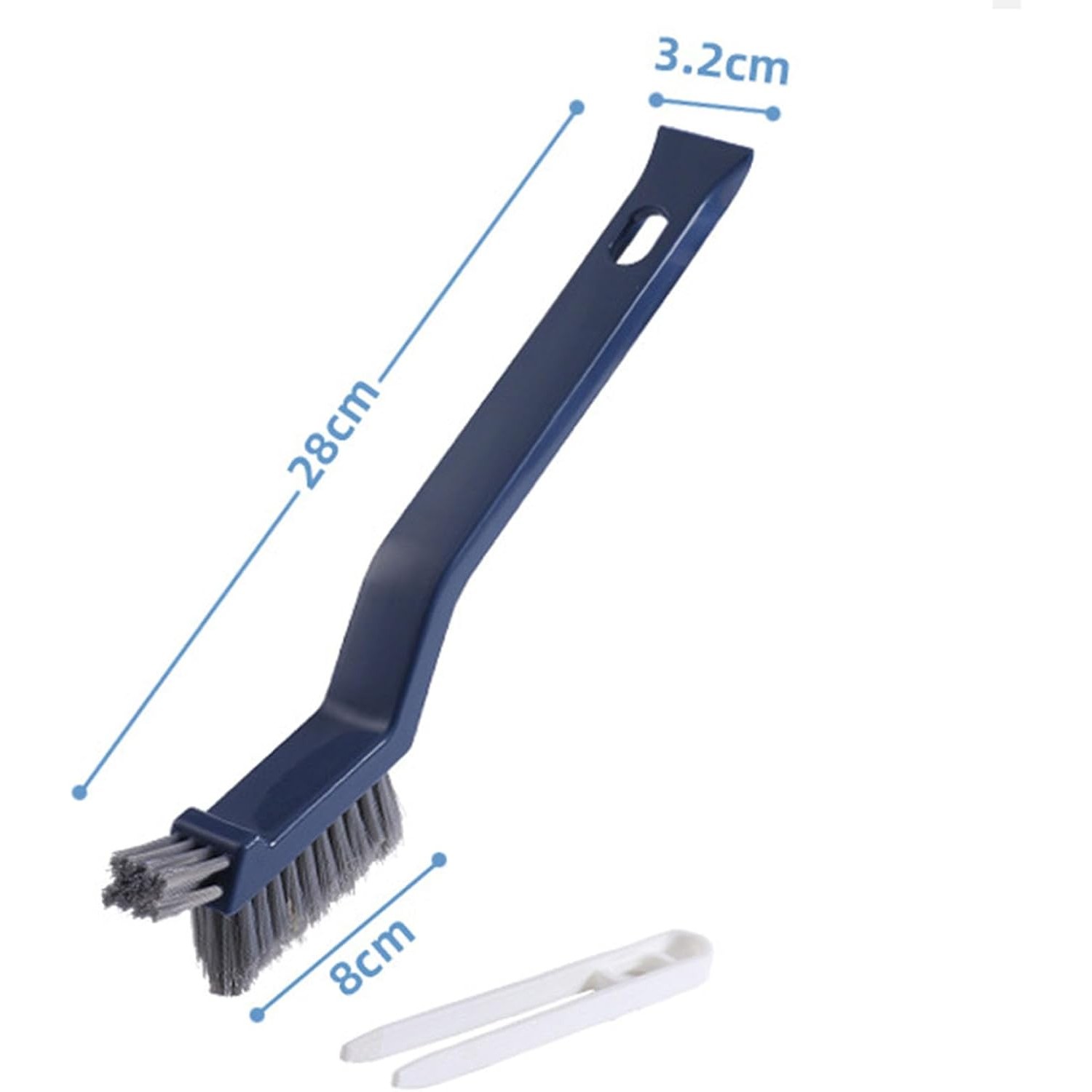 Perie 3in1 de Curatat Podele si Rosturi, , Lungime Maner 28 cm, Peri din PP, Otel si Plastic, Cleste pentru Scame si Par Inclus, Albastru - imagine 4