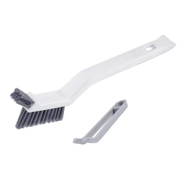 Perie 3in1 de Curatat Podele si Rosturi, , Lungime Maner 28 cm, Peri din PP, Otel si Plastic, Cleste pentru Scame si Par Inclus, Alb