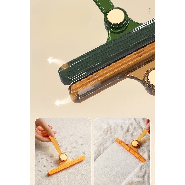 Perie de Indepartare a Scamelor, , pentru Haine si Par de Animale, cu Doua Fete, Manual, Multifunctional, 12x14.5 cm, Accesoriu pentru Casa, Verde - imagine 3