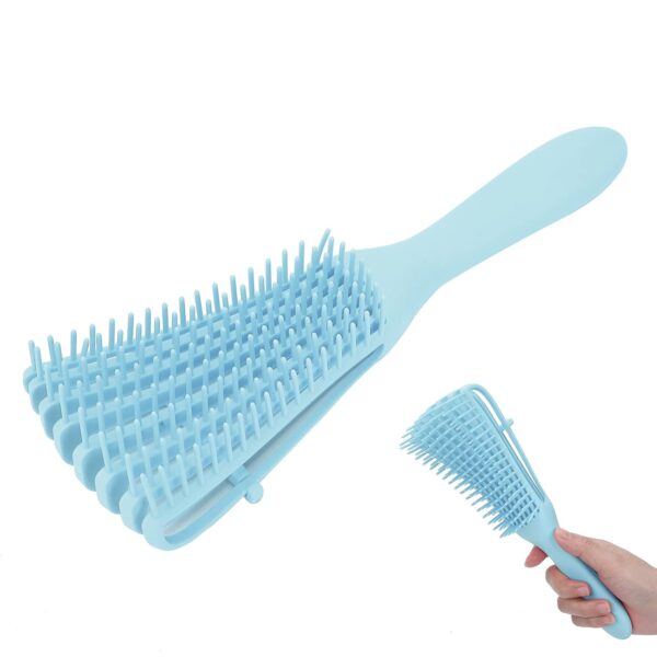 Perie Flexibila, , pentru Descurcat Par Cret/Umed si Uscat, 8 Brate Mobile, din TPE, 24.5 x 4.5 x 2 cm, Albastru - imagine 2
